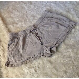 Cali 1850 Linen Blend Shorts Womens Large Beige Braided Drawstring Boho